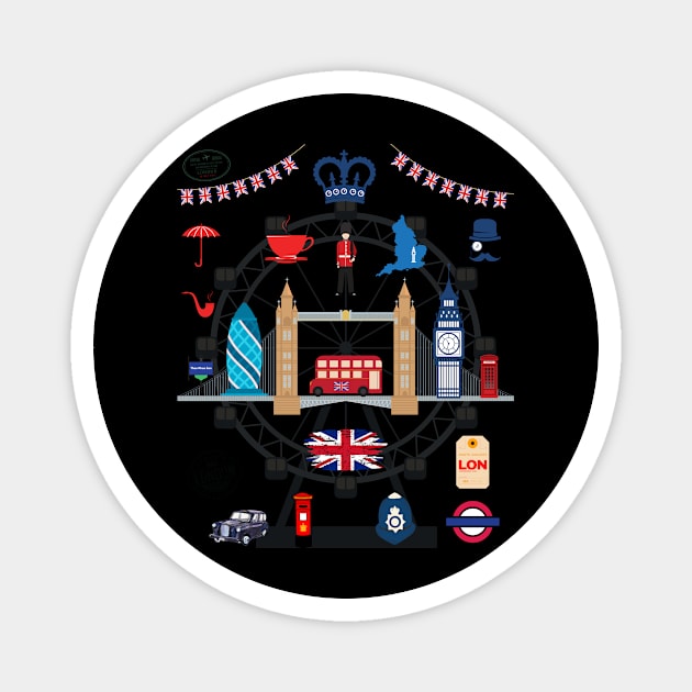 London UK lover Magnet by Funtomass